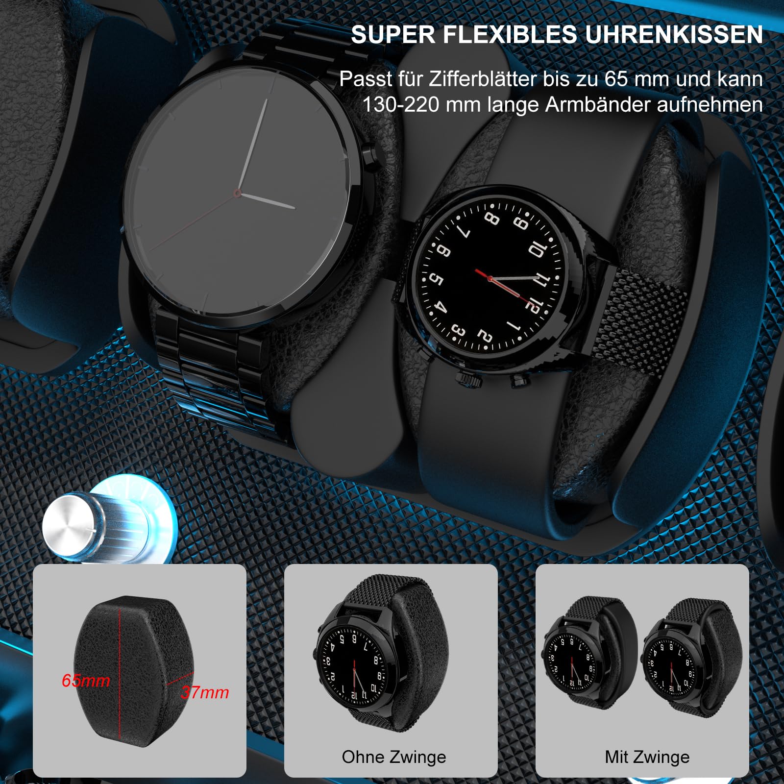 XTELARY Automatyczny Stojak na 4 Zegarki z 4 Dodatkowymi Przegródkami, Pudełko Automatyczne Mechaniczne Classic Watch Winder