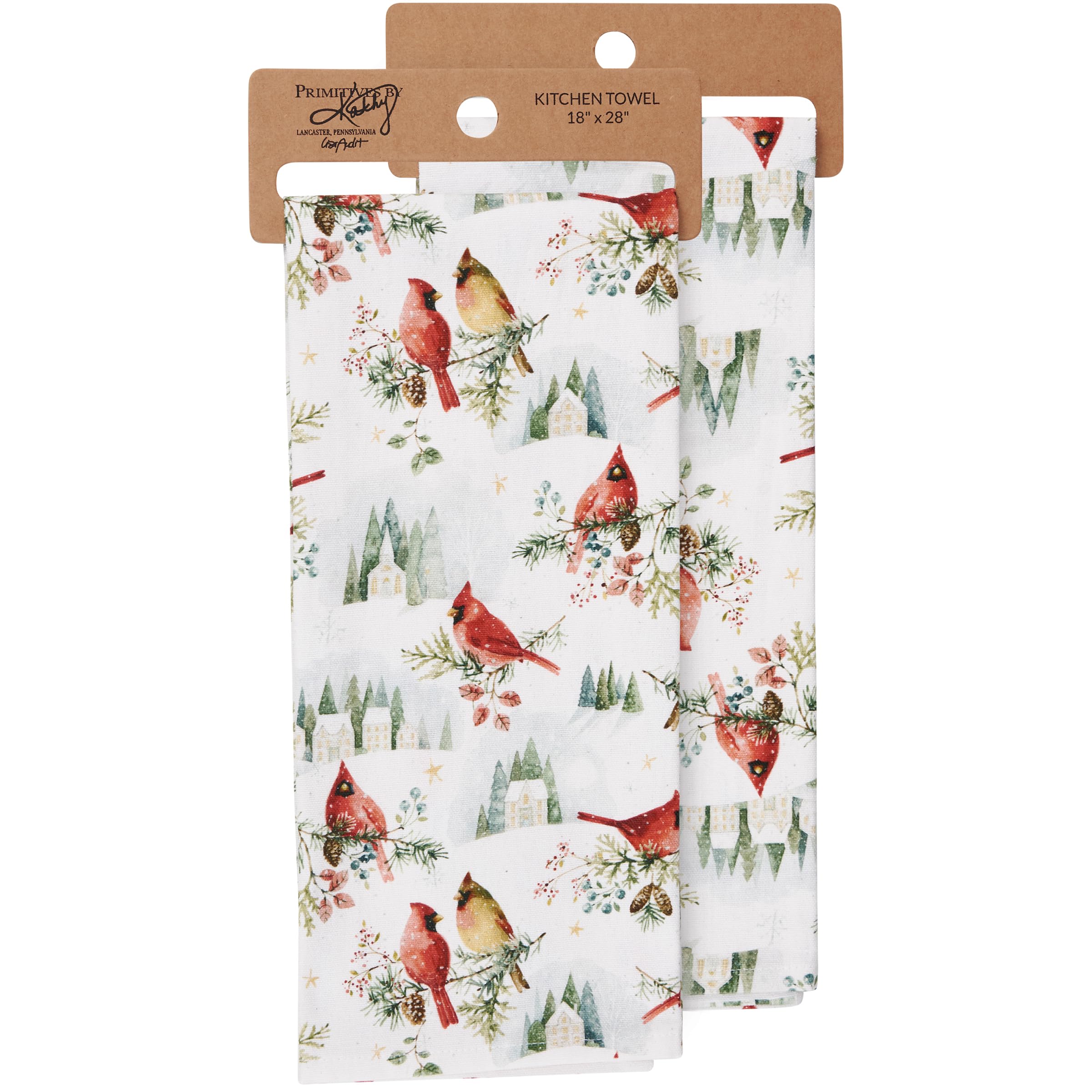 Toalla de cocina Winter Cardinals de Primitives by Kathy ideal para regalar en Navidad