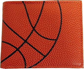 Zumer Sport Basketball Leather Mens Wallet - Made from Actual Ball Material - BiFold Design with Card and ID slots - Orange