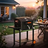 Vista 2 de KEYO GRILL 24-Inch Barrel Charcoal Grill, Dual Venting System Outdoor BBQ Grill with Height Adjustable Charcoal Pan, Foldable Side Tables Outdoor