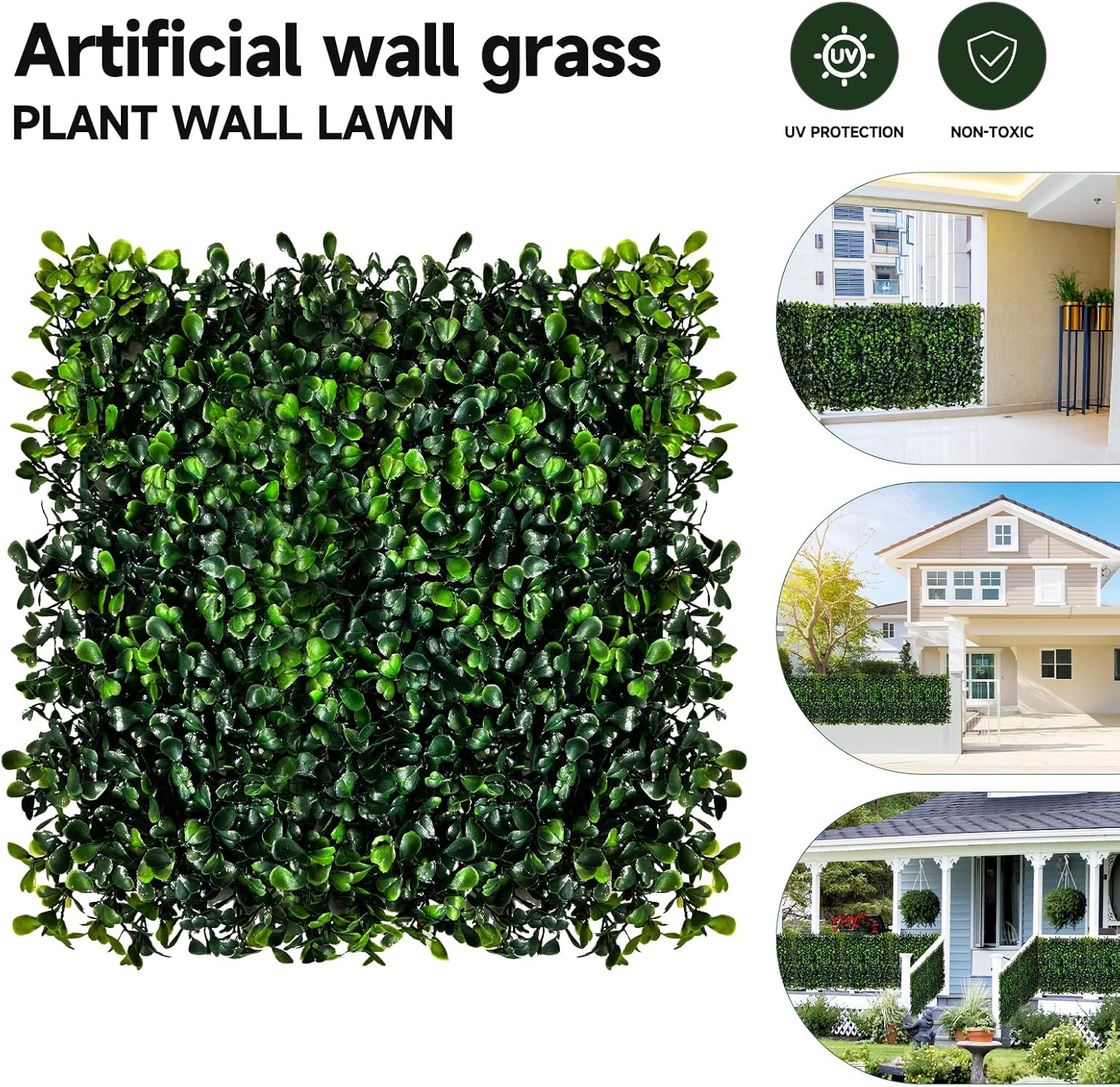 Grass Wall Panels, 12 PCS 20" x 20" Artificial Outdoor Privacy Panels UV-Protected Sun Proof Greenery Wall Backdrop, Boxwood Hedge Grass Wall Green Decor for Garden Party Wedding
