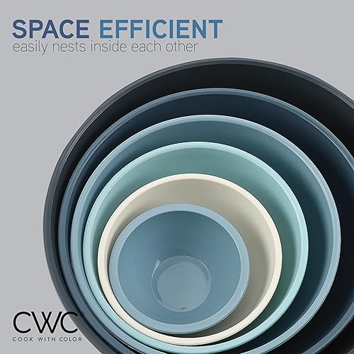 Miniatura 4 de COOK WITH COLOR - Juego de tazones de plástico anidables para mezclar, 12 unidades, 6 tazones de preparación y 6 tapas, parte inferior