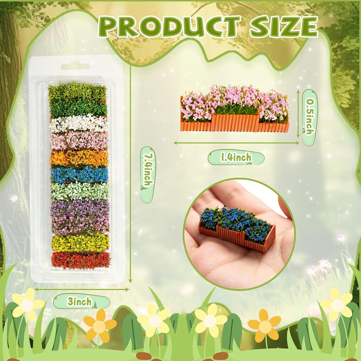 Warmtree 11 Pcs Miniature Flower Bed Model Diorama Scenery