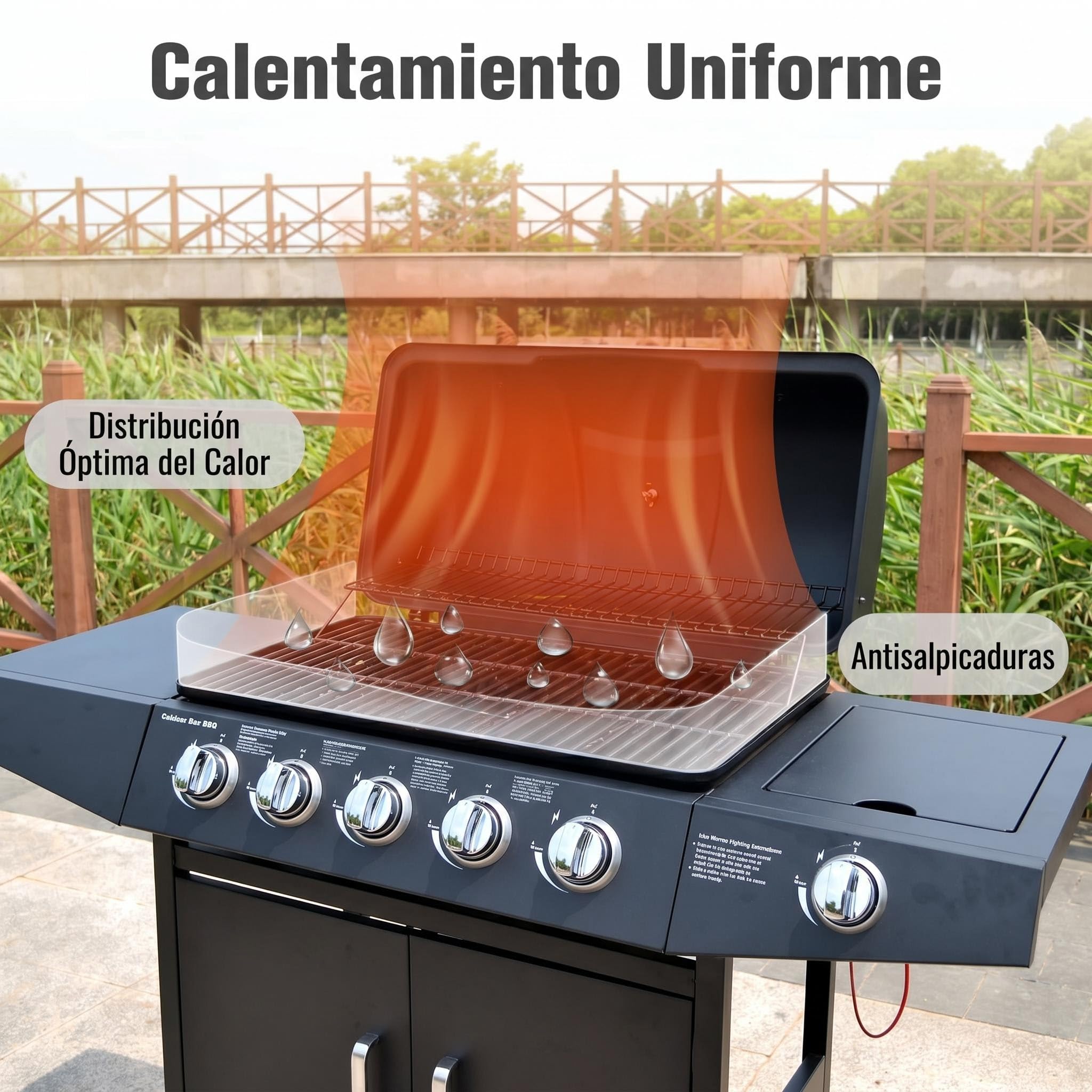 Barbacoa de gas para exteriores 6 + 1 quemador