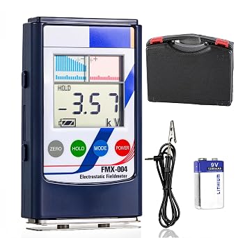 FMX-004 Electrostatic Field Meter & Ion Balance Tester, 0-33kV Pro Digital ESD Monitor Static Electricity Charge Detector Non-Contact with Rechargeable Battery