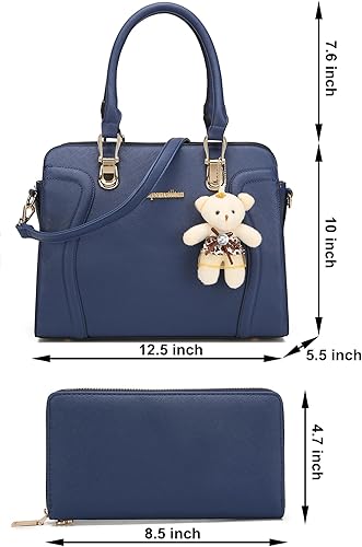 Miniatura 4 de Soperwillton Bolso de mano para mujer, monedero, bolso de hombro, asa superior, bolsa de trabajo, juego de 2 piezas