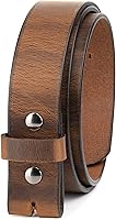 MainStreetForge No Buckle Belt - Made in USA 1.5" Full Grain Leather Cowboy Strap with Snap Closure