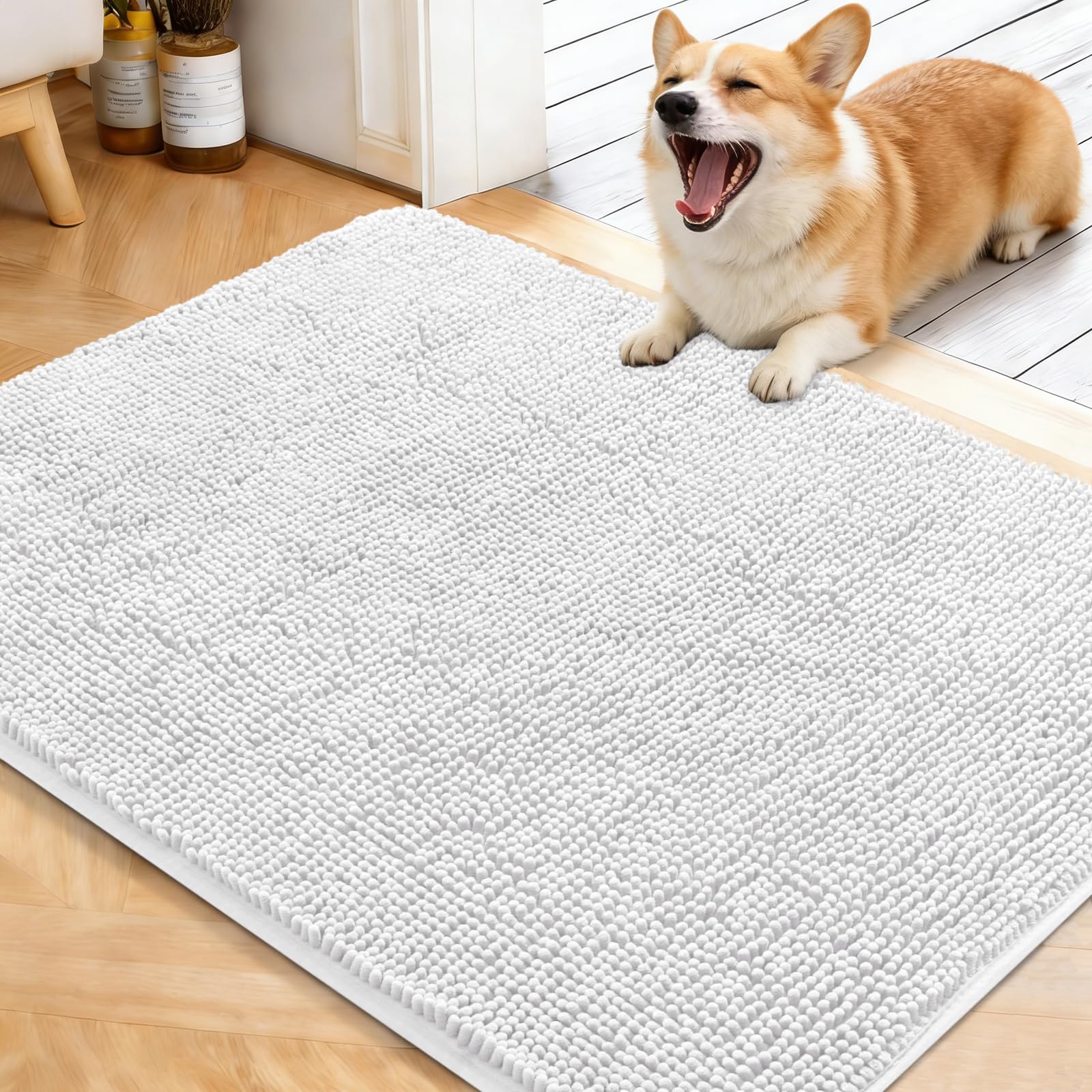 OLANLY Dog Door Mat for Muddy Paws 40x32, Super Absorbent Chenille Mud Mat