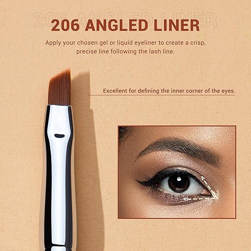 Miniatura 11 de Jessup T324 - Juego de pinceles para delineadores de ojos, 11 piezas, punta de lápiz curvada ultra fina, para delineador de ojos, 11 piezas