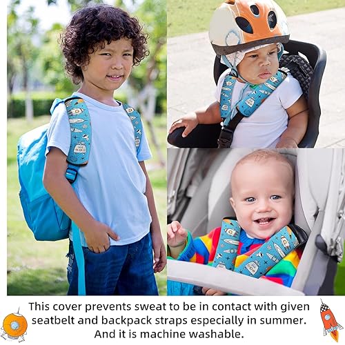 Vista 63 de Funda para cinturón de seguridad para niños, almohadilla para cinturón de seguridad para niños y niñas, correas de asiento de automóvil, Rosado