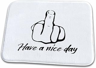 3dRose - Middle Finger Sign. Have a Nice Day Black Text on White. Adult Humor - Bathroom Bath Rug Mat - (rug-320007-1)