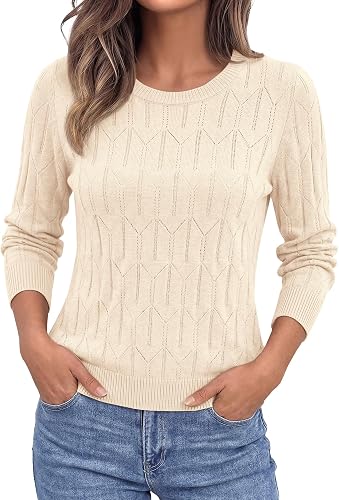 BTFBM Sweaters for Women Crew Neck Casual Long Sleeve Tops Dressy Casual