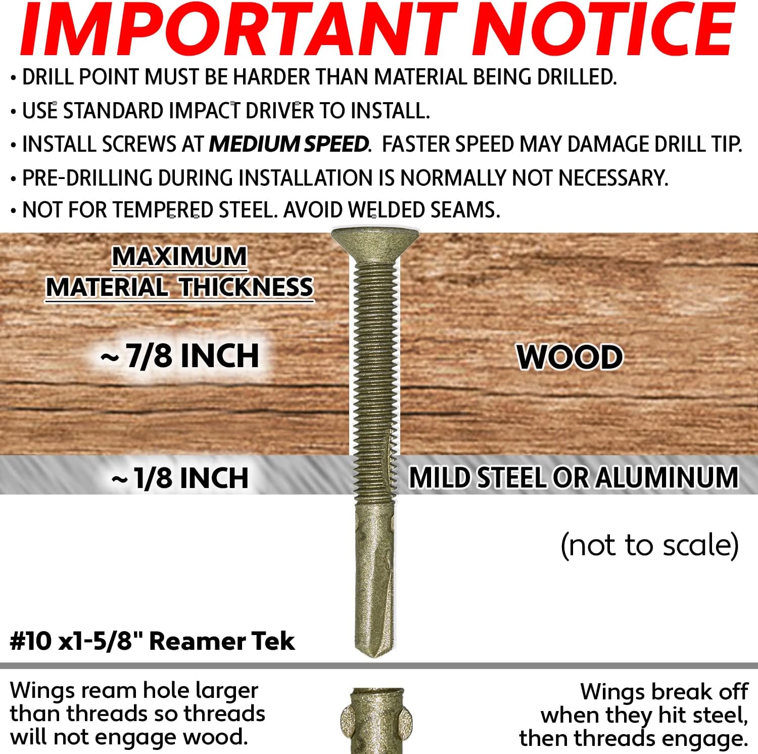 Buy 10 x 15/8 Reamer Tek Torx/Star Head SelfDrilling Wood to Metal