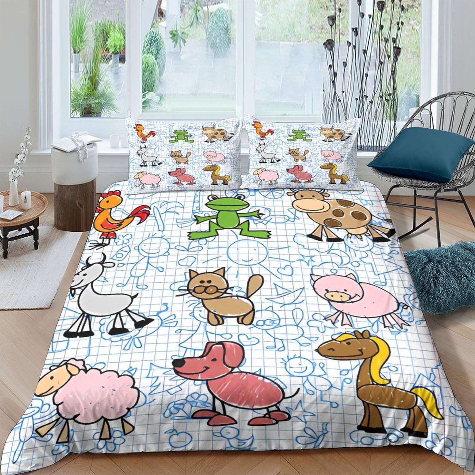 Funda nórdica de animales 3D Double 200x200 con fundas de almohada