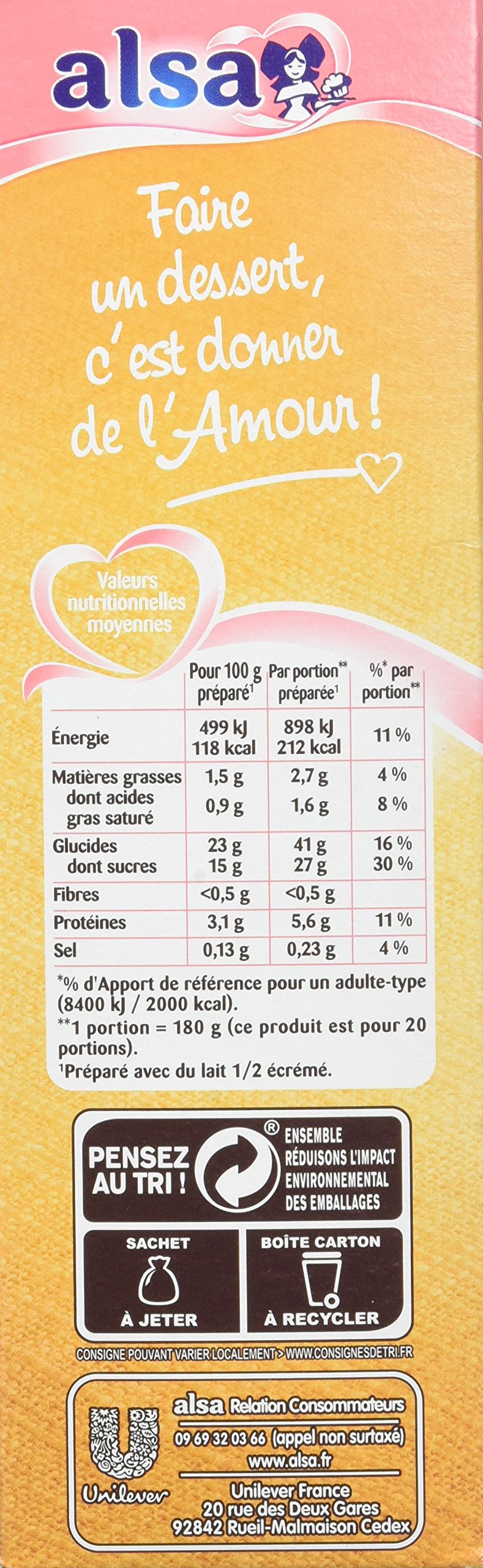 Alsa Préparation Flan Pâtissier aux Œufs 2 Sachets 720g - Lot de 3