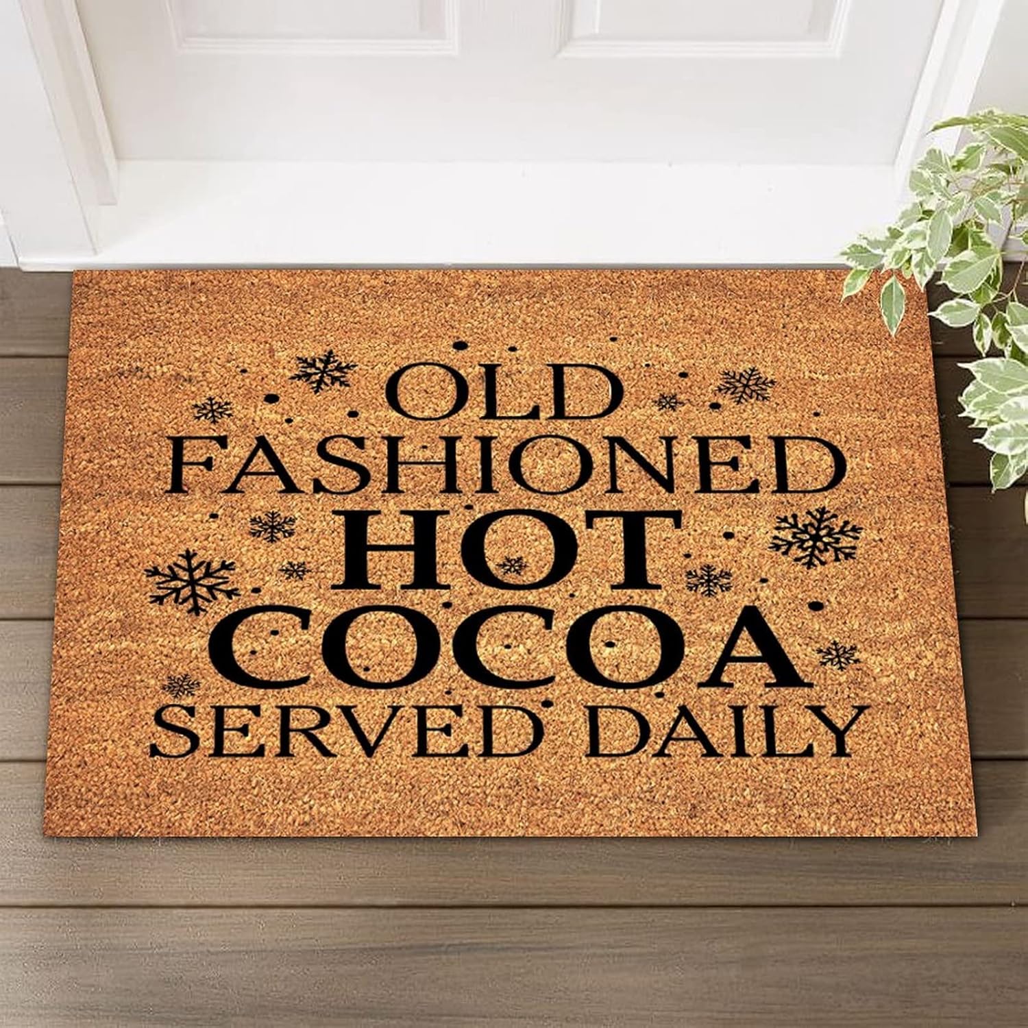 Old Fashioned Hot Cocoa Served Daily Coir Door Mat with