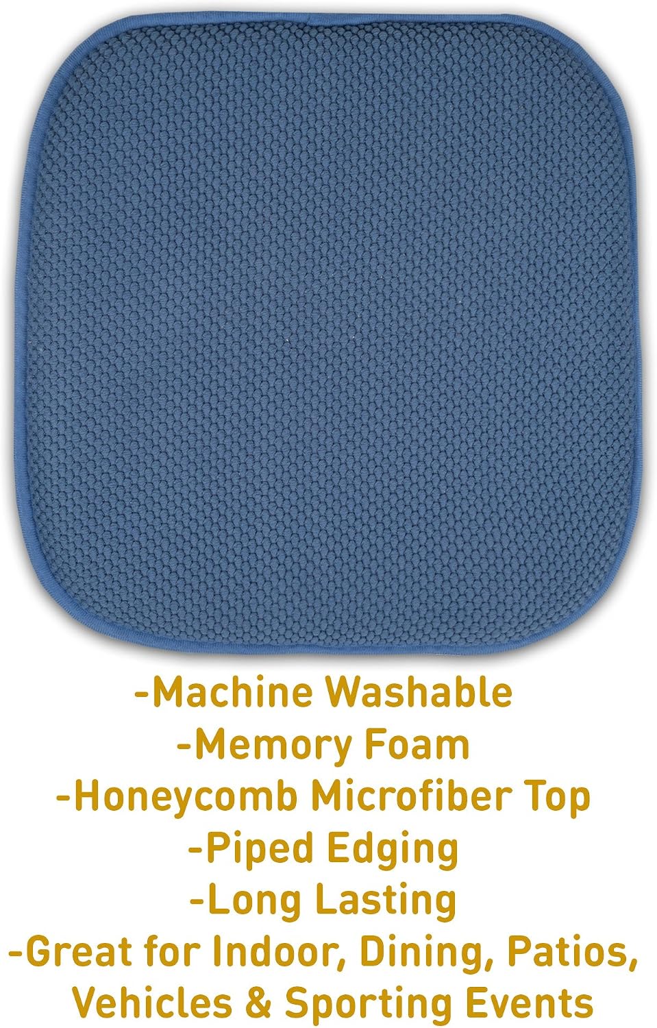 Sweet Home Collection Cushion Memory Foam Chair Pads Honeycomb Nonslip Back Seat Cover 16" x 16" 6 Pack Blue