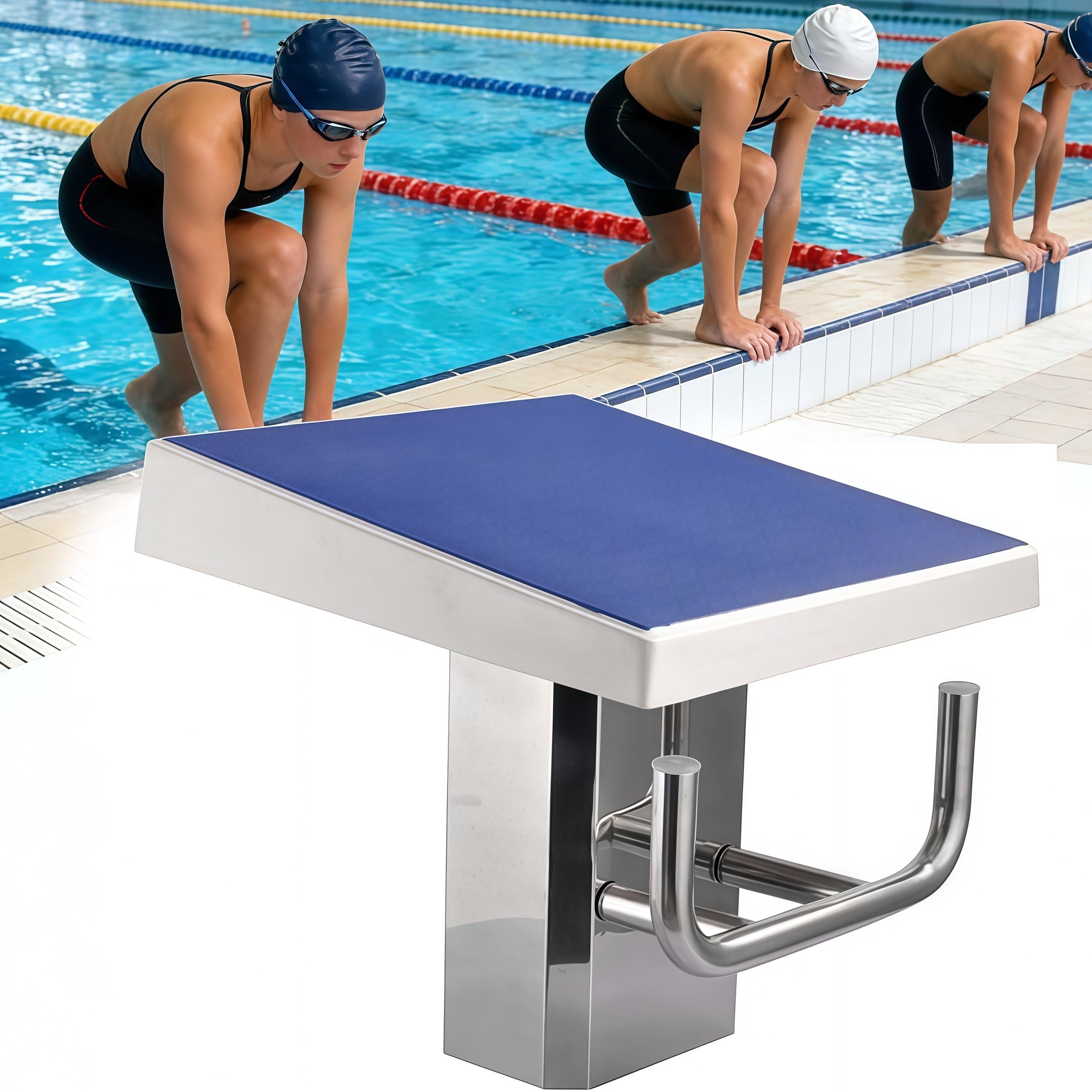 Bloc de démarrage de piscine sécurisé avec surface antidérapante contre les glissades de départ