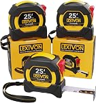 LEXIVON 25Ft/7.5m AutoLock Tape Measure | 1-Inch Wide Blade with Nylon Coating, Matte Finish White & Yellow Dual Sided Rule Print | Ft/Inch/Fractions/Metric (LX-205)