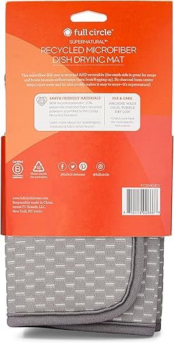 Miniatura 5 de Full Circle Supermatural Dish - Accesorios para fregadero de cocina, alfombrilla de microfibra reciclada, color gris