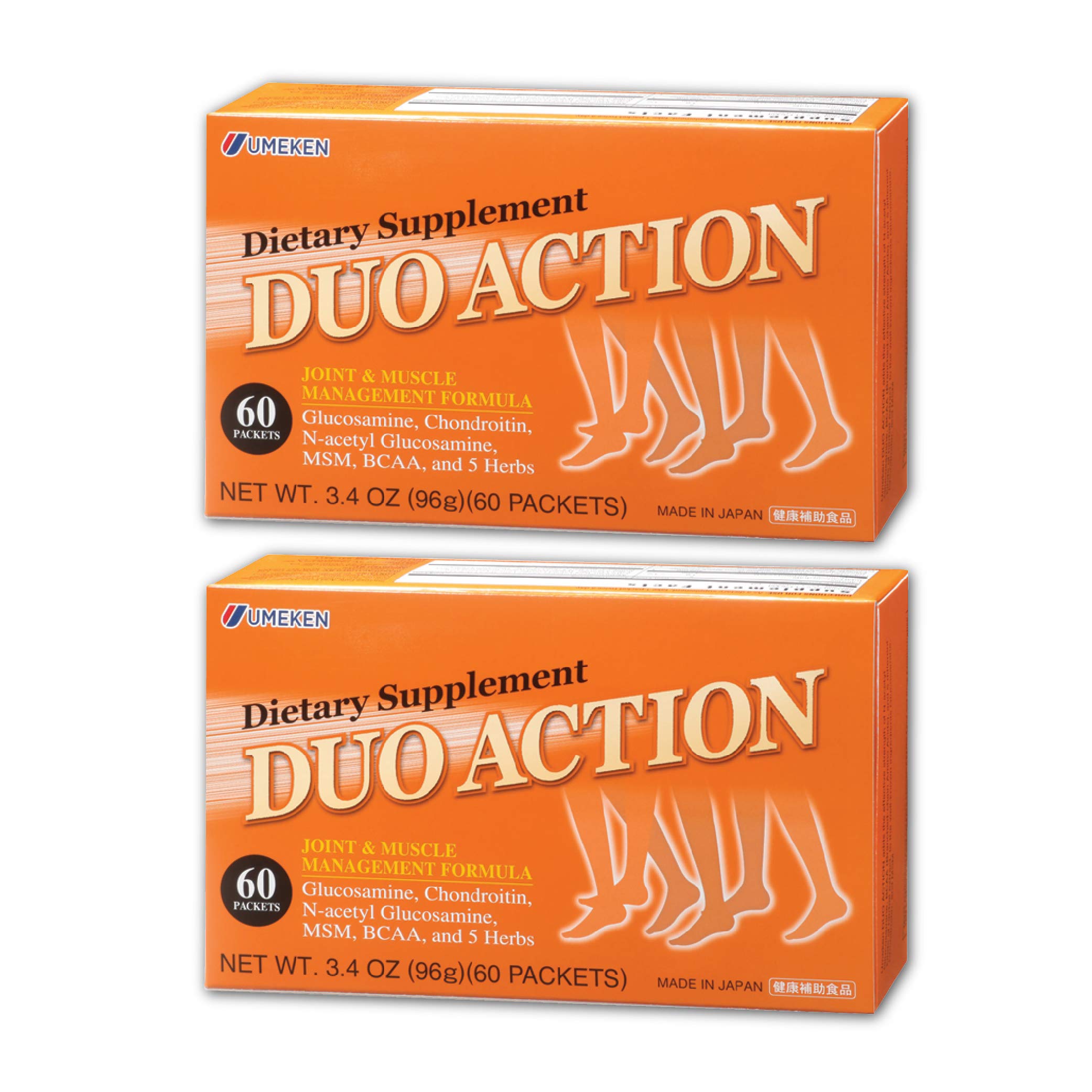 Umeken2X Duo Action, Glucosamine + Chondroitin + MSM + BCAA + Special Joint Health* Herbal Formula. 2 Month Supply