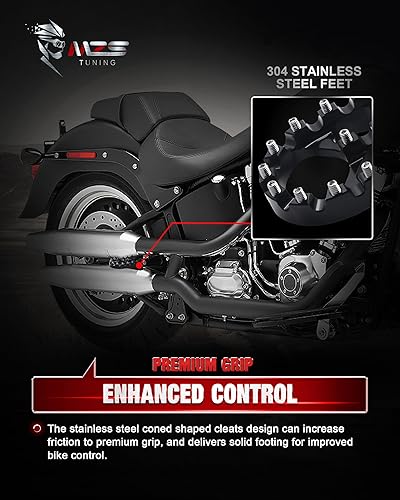 Miniatura 5 de MZS Estriberas para motocicleta, 360 grados ajustables MX reposapiés pedal ancho CNC negro compatible con Dyna 93-17  Fatboy 90-17  Iron 883 09-17