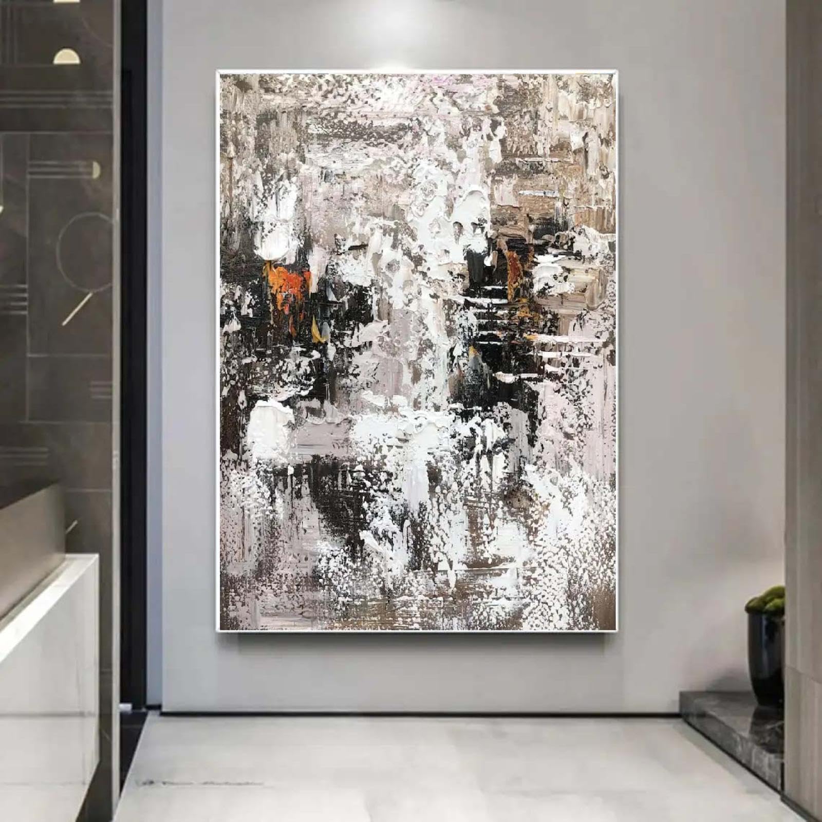 18meng Art Abstrakte Bilder auf Leinwand 200x100 cm Leinwandbild Grau und Weiß Schwarz Moderne Groß XXL Wanddeko Bild Schlafzimmer Wohnzimmer Küche Wandbilder Dekoration Kunstdruck Ungerahmt