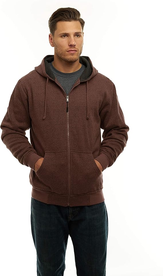 Brown zip up hoodie mens Clearance