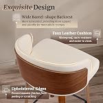 Cozyman Swivel Bar Stools Set of 2, 26" Mid Century Modern Counter Height Stools, Faux Leather Barstools with Bentwood Back for Kitchen Island Home Bar Cafe (Ivory)