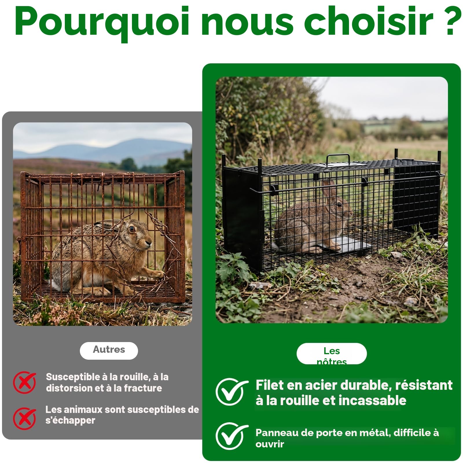 Cage de Piégeage pour Animaux Thealyn, Double Porte, Métallique, Piège Humane, 84 x 33 x 28 cm