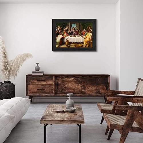Miniatura 3 de Cabaña perdida La última cena de Vicente Juan Masip Marco biselado negro de lienzo Reproducción de pinturas de obras de arte finas Póster