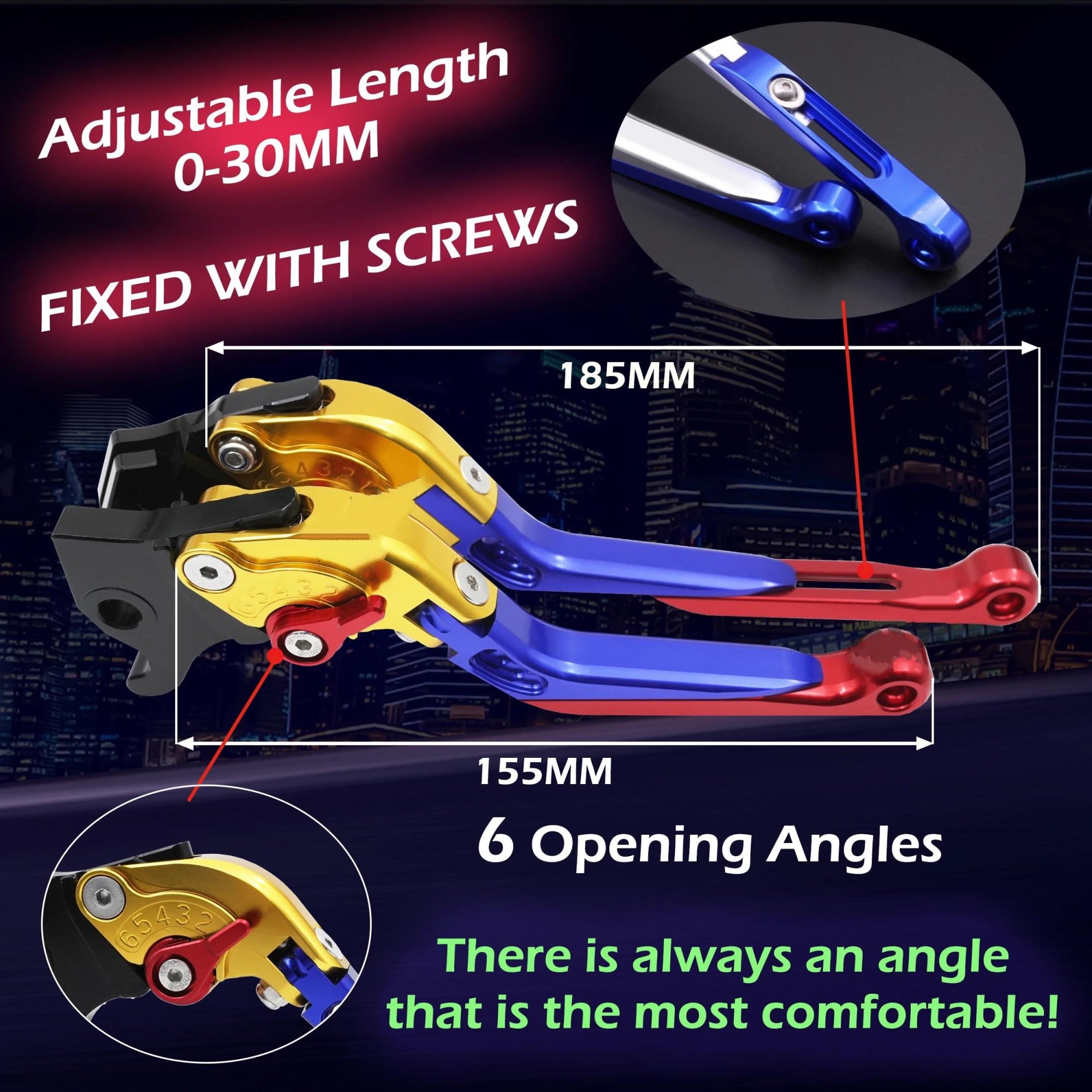 pour MT03 pour MT-03 2015 2016 2017 2018 2019 2020 Moto Leviers Pliants Réglables Levier d'embrayage Ensemble De Leviers De Frein Frein Main Embrayage Leviers(SR BK BU-BU)