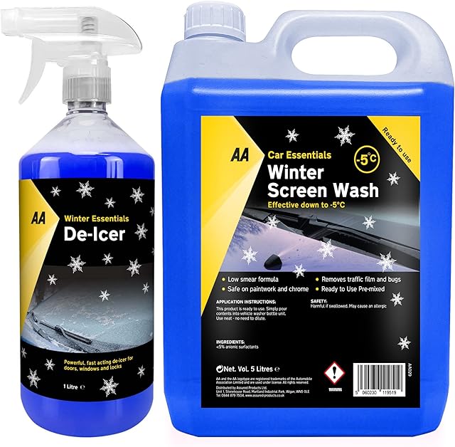 AA Car Essentials - Fast Acting De-icer 1L with 5L Winter Screen wash - Ready to Use