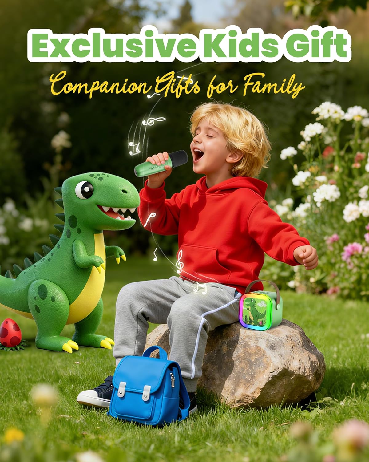 Mini Karaoke Machine for Kids Girls & Boys - Portable Bluetooth Speaker with 2 Wireless Microphones - Kids Birthday Gifts for Ages 4-10 - Green