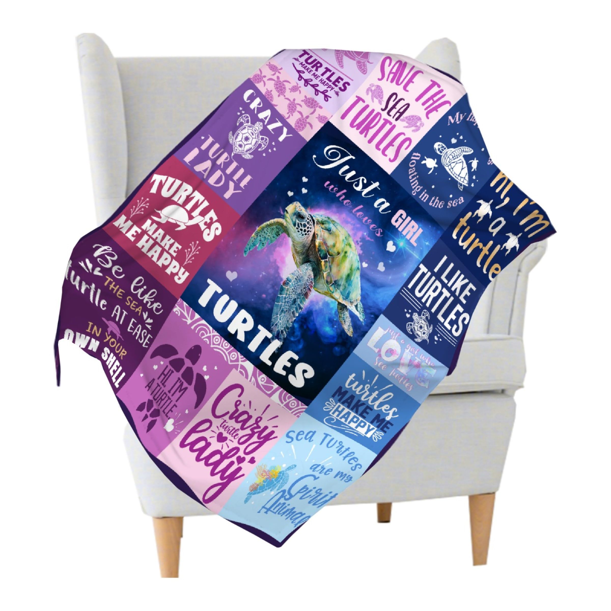 Just a Girl Who Loves Turtles Blanket, Turtle Gift for Women Men Girl Boy Birthday, Lightweight Soft Worm Cozy Flannel Throw for Bedding Sofa Couch 50