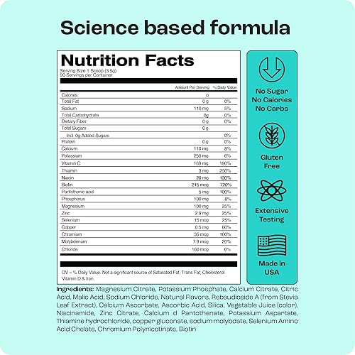 Miniatura 3 de KEY NUTRIENTS Electrolitos en polvo sin azúcar - Polvo de electrolitos jugoso de limonada de fresa - Polvo de hidratación - Sin calorías, sin