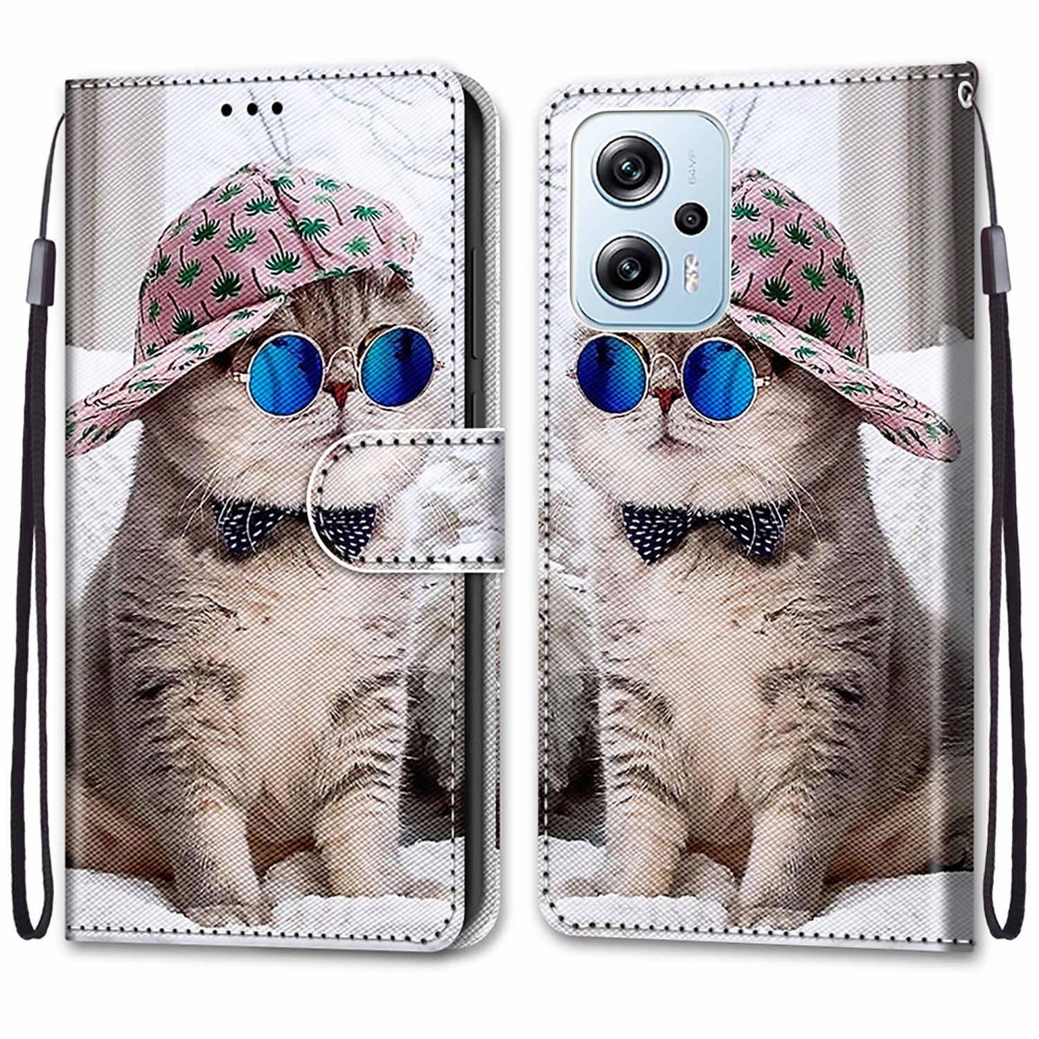 Tivenfezk Nadoli Carino Gatto Cane Cover per Xiaomi Redmi Note 12 PRO 5G, Cover in Pelle PU Portafoglio Custodia a Libro Cellulare Magnetica Flip Cartoon Scomparto Schede