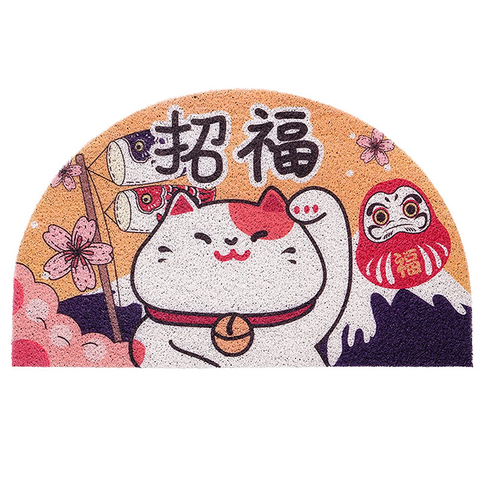 Paillasson demi-cercle chat porte-bonheur tapis d'accueil japonais
