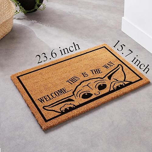 Miniatura 3 de Tapete divertido de fibra de coco con texto en inglés "Welcome This Is The Way", para puerta delantera, tapete personalizado con respaldo