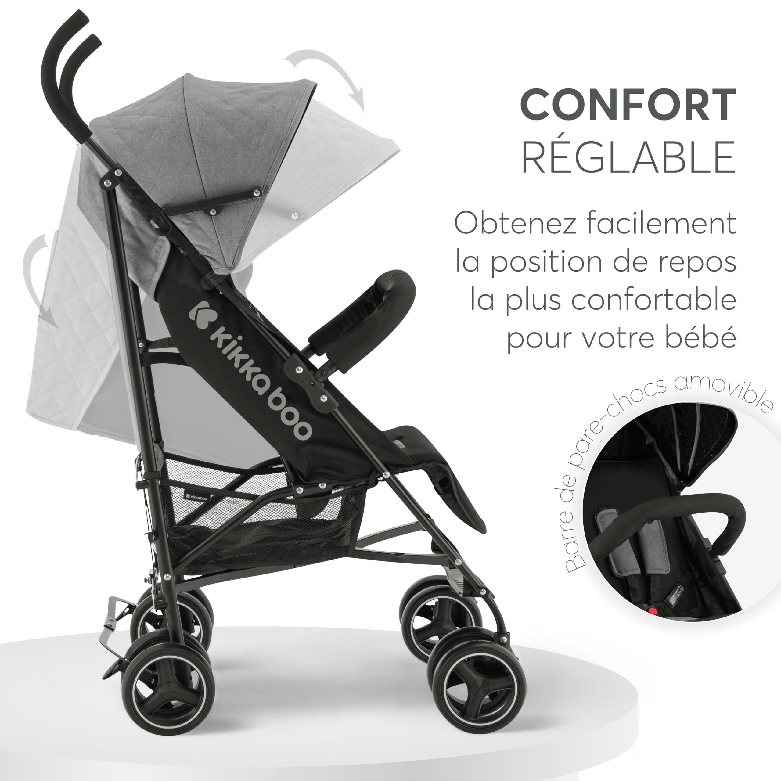 Poussette KikkaBoo BEETLE pliable compacte gris jusqu'à 22 kg