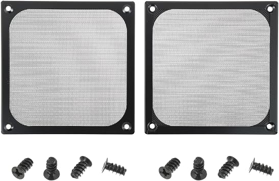 2Pack 120 x 120mm Computer Fan Filter Grills with Screws,Black