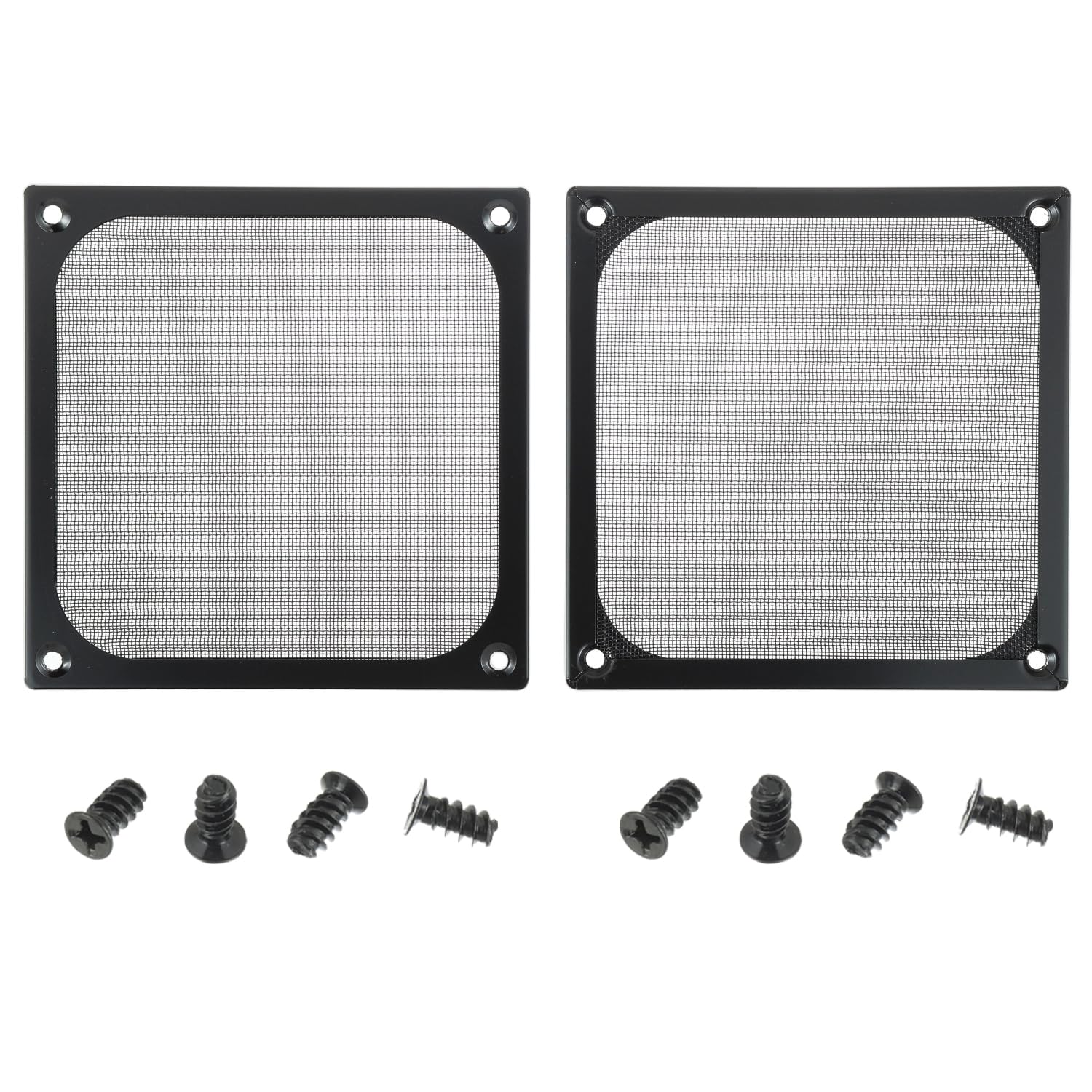 JAMHER 2Pack 120 x 120mm Computer Fan Filter Grills Dust Mesh Magnetic Frame PC Case Cover Aluminum Frame Ultra Fine Stainelss Steel Mesh with Screws(Black)