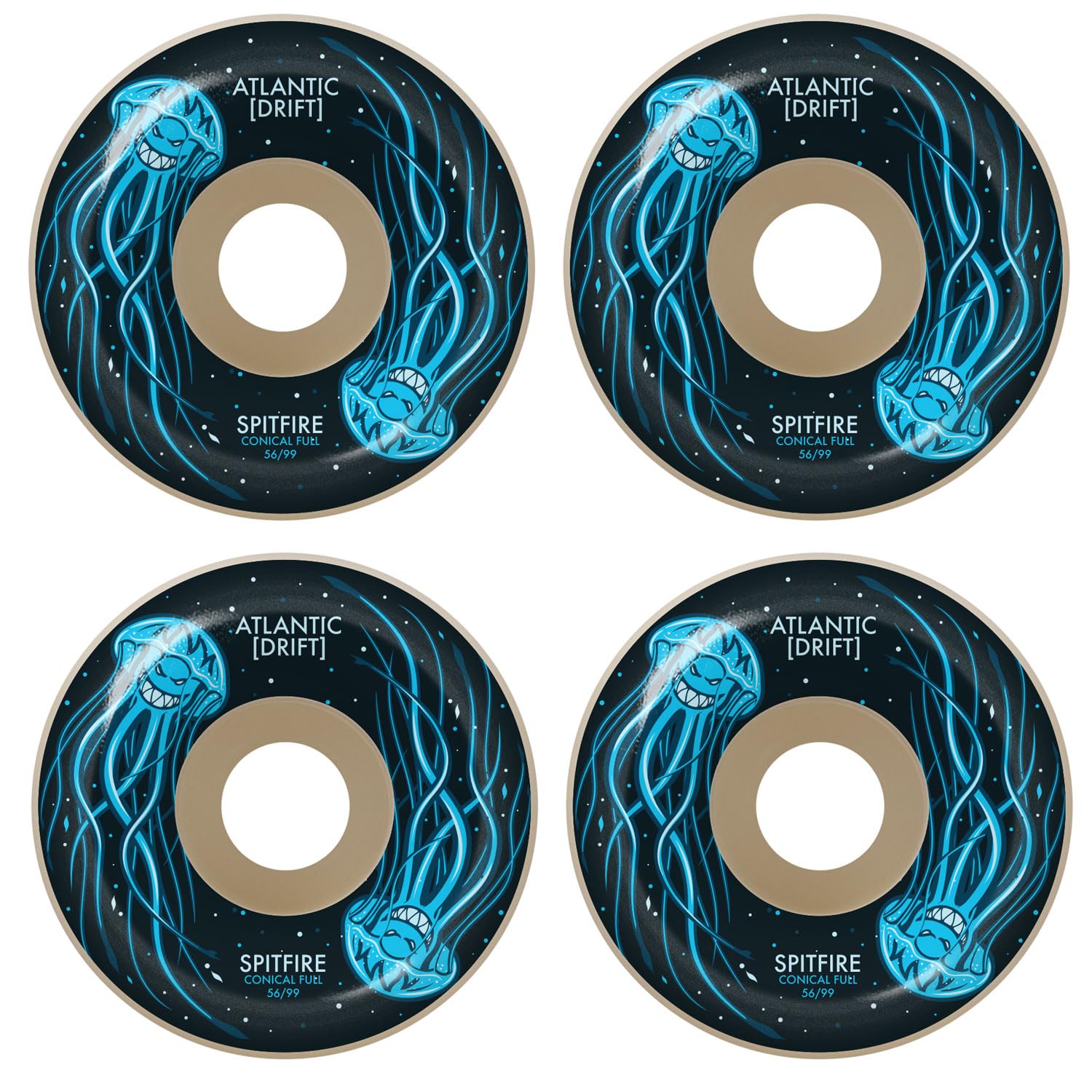Spitfire Skateboard Wheels F4 99A Conical Full Atlantic Drift Natural 56mm