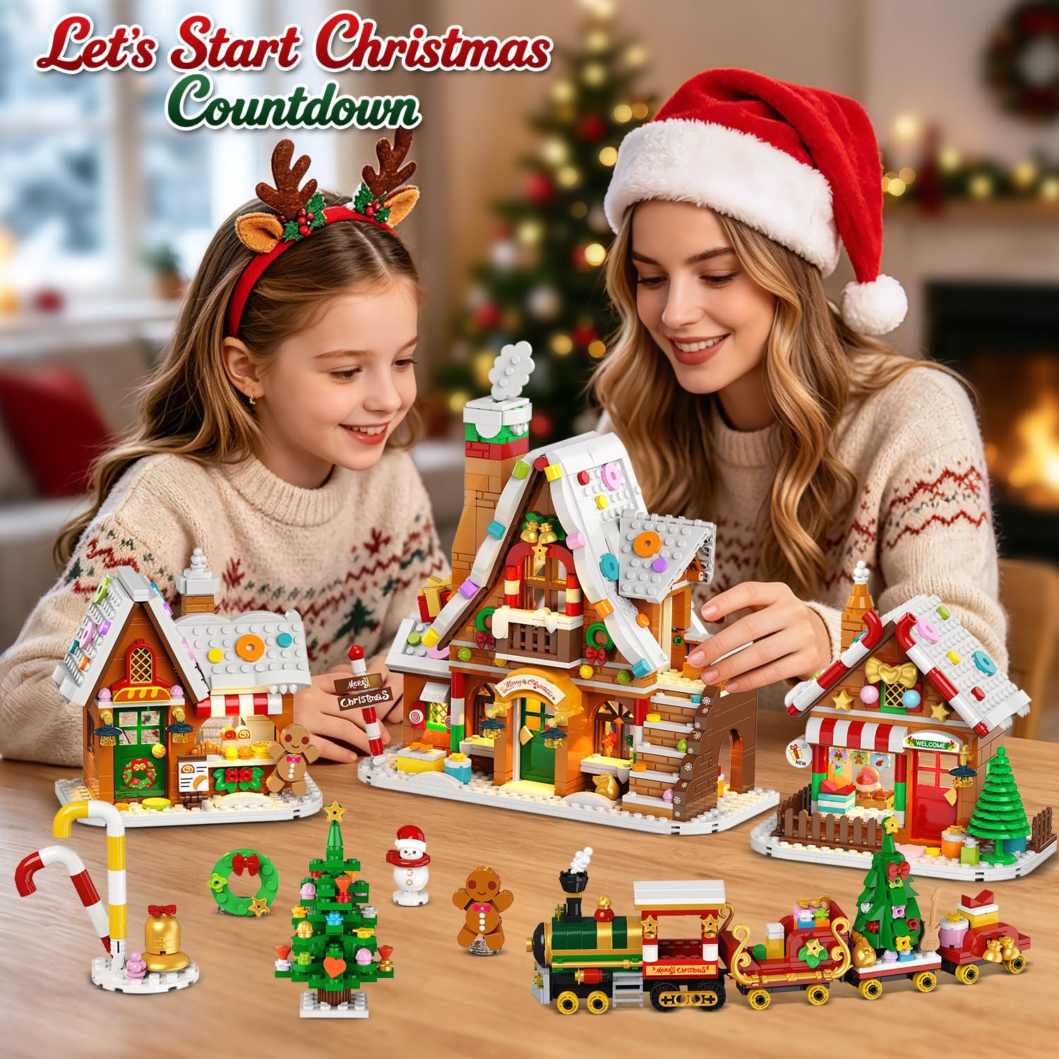 INSOON Adventskalender 2026 Lebkuchenhaus Mini-Klemmbaustein-Set mit Licht