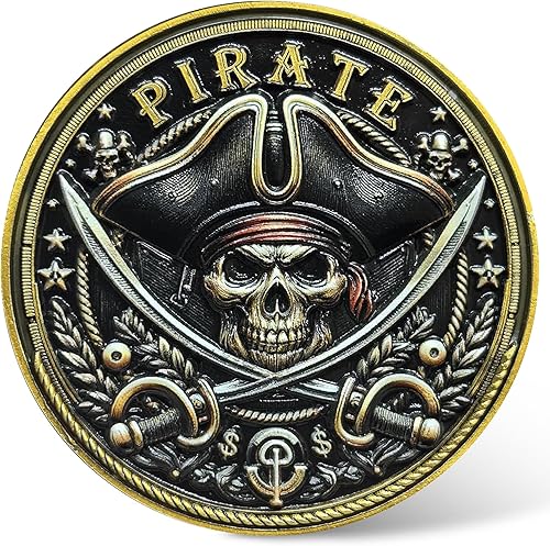 Moneda de desafío pirata  Moneda de aleación de zinc con temática de aventura con diseño de mapa del tesoro  Moneda coleccionable de 1.57 pulgadas