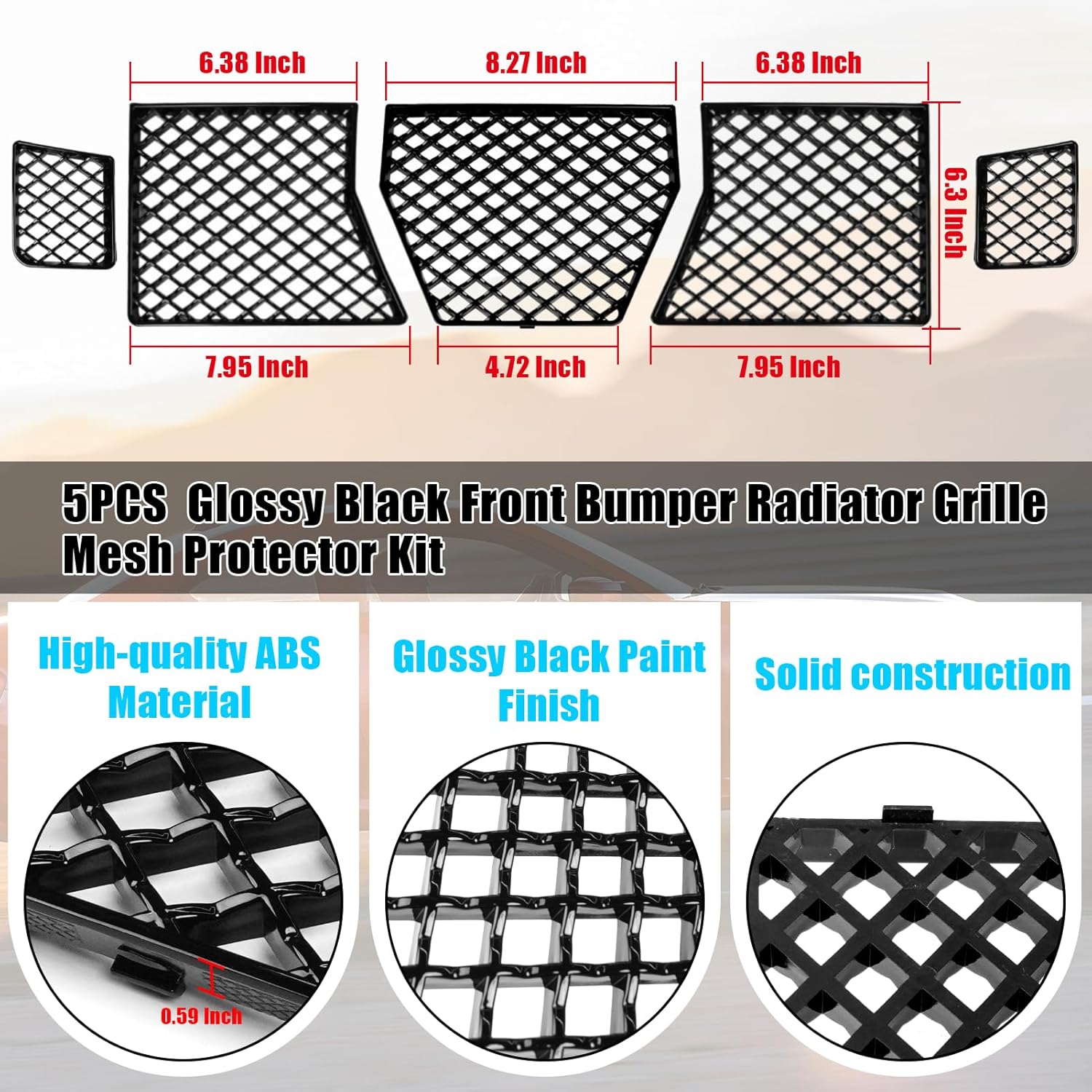 Jaronx Compatible with BMW M2 Front Bumper Lower Grille Mesh Guard 2023 2024 2025, 5 PCS Center Lower Bumper Mesh Grill Guards Replacement Compatible with BMW G87 M2 Accessories (Glossy Black)