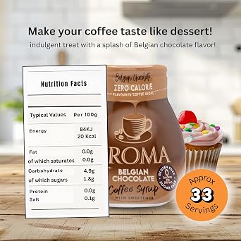 Sugar Free Coffee Syrups 66ml | 3pack Aroma Belgian Chocolate Coffee Syrup
