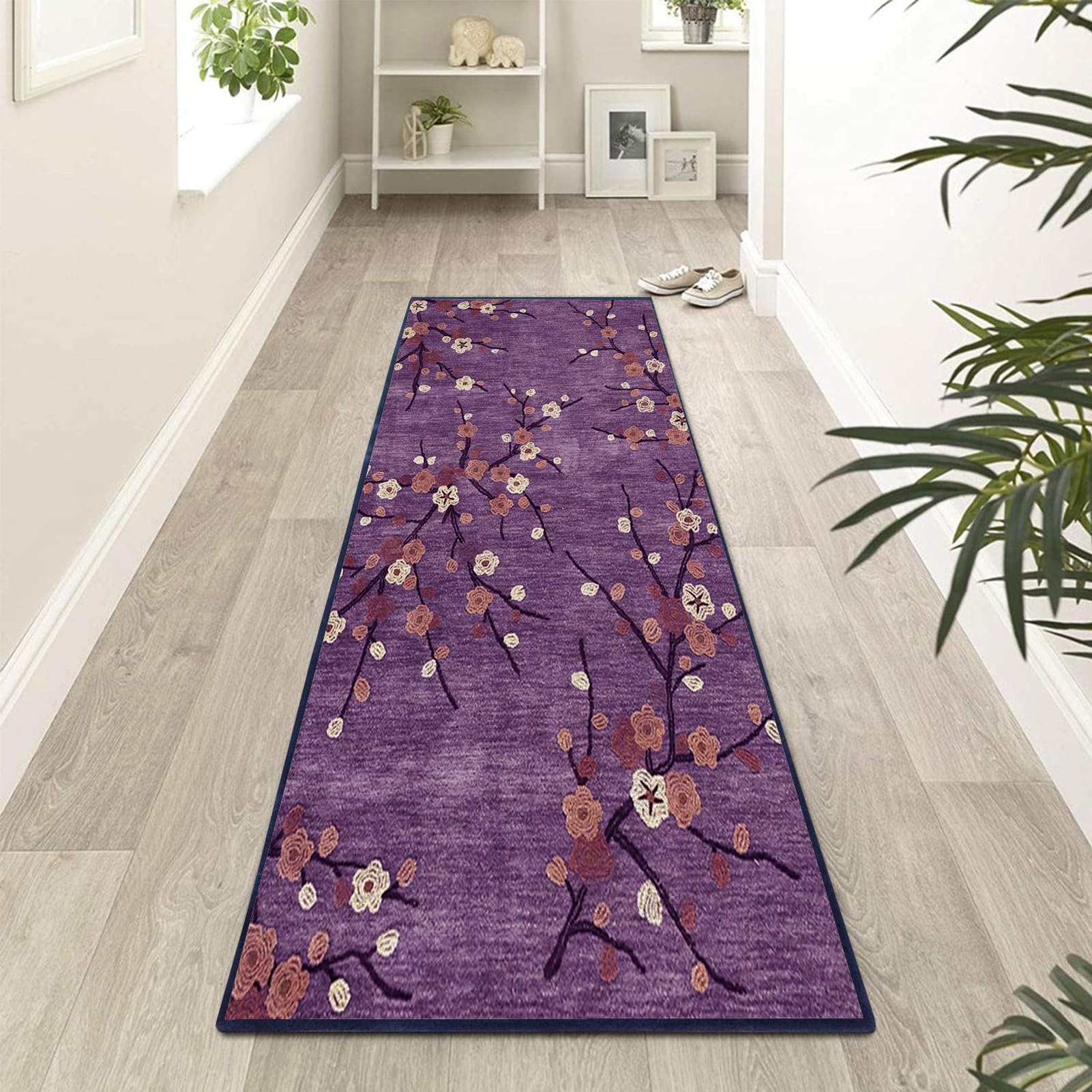Alfombrillas de cocina 50x200cm lavables en poliéster púrpura antideslizante