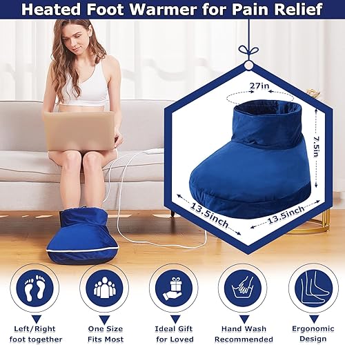 Miniatura 4 de CAMECO Calentadores de pies térmicos para mujeres y hombres, almohadilla térmica eléctrica de pies para aliviar el dolor de la neuropatía de los