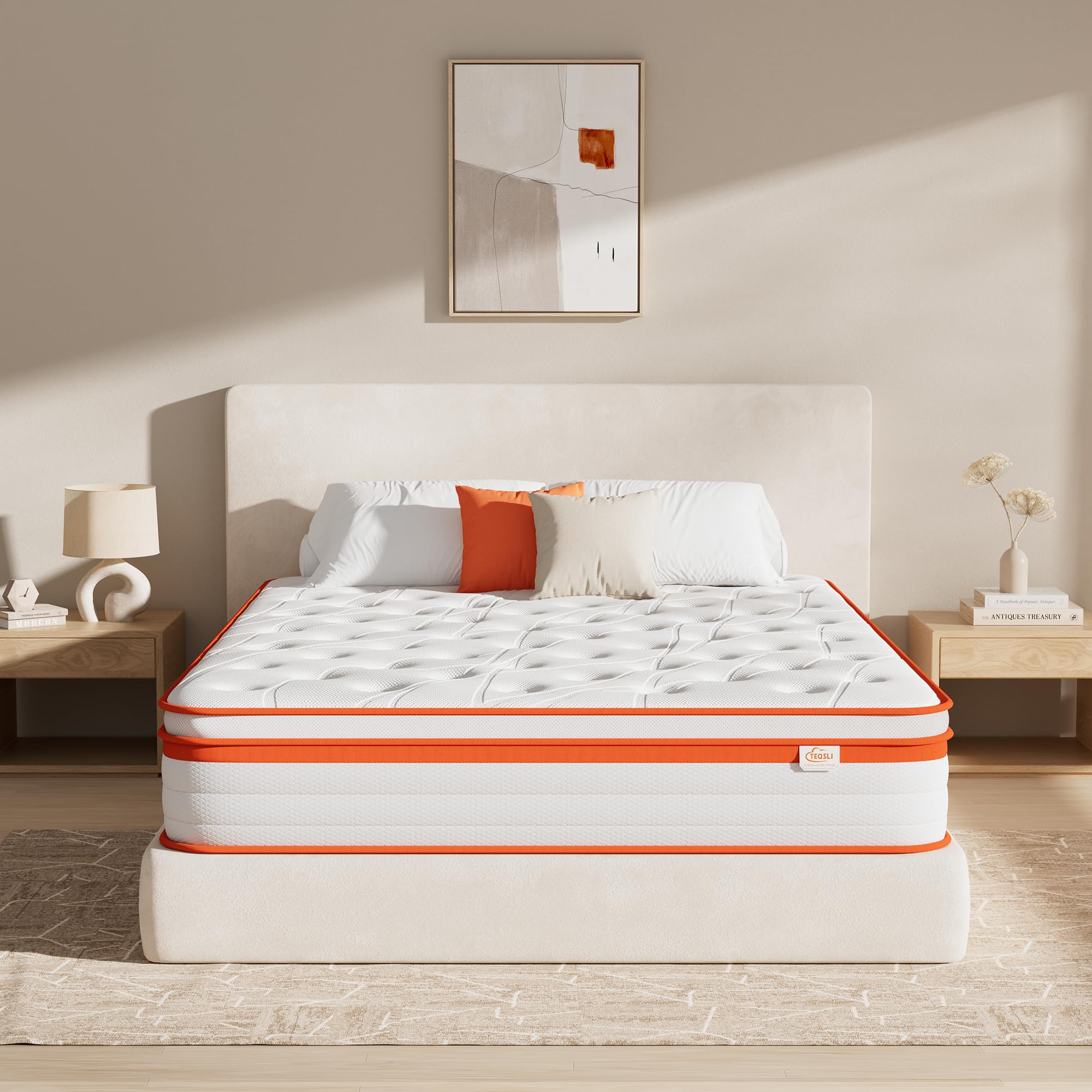 TeQsli 9-Zonen Matratze 140x200 cm H3 mittelfest 25cm Höhe, Ergonomische Taschenfederkernmatratze mit Gel Memory Schaum, Rücken- & Druckentlastung, Atmungsaktiver Bezug Öko-Tex & CertiPUR zertifiziert